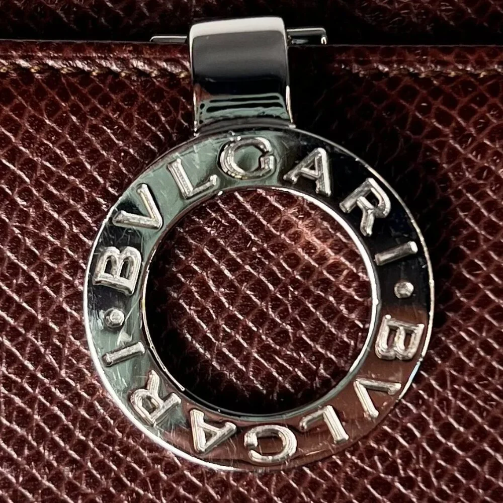 BVLGARI‎ Brown Leather Wallet Keychain Made in Italy